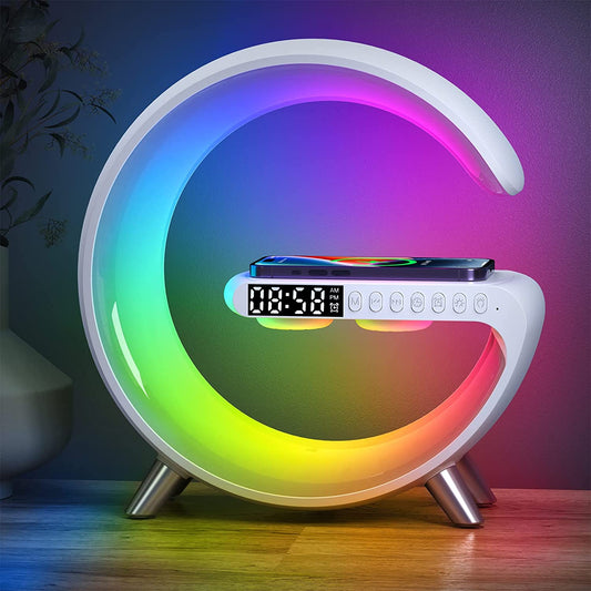 Multifunctional Alarm Clock Night Light Bluetooth Speaker Ambient Clock Charger Desk RGB Lamp Wireless Light 15w Alarm Light O7o0