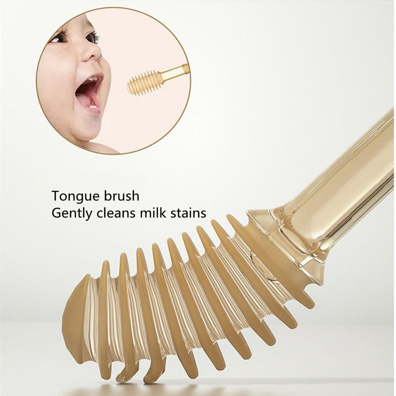 Baby Toothbrush Silicone Tongue Brush Toddler Oral Cleaner Soft Bristles Deciduous Tongue Coating Cleaner Teeth Brush